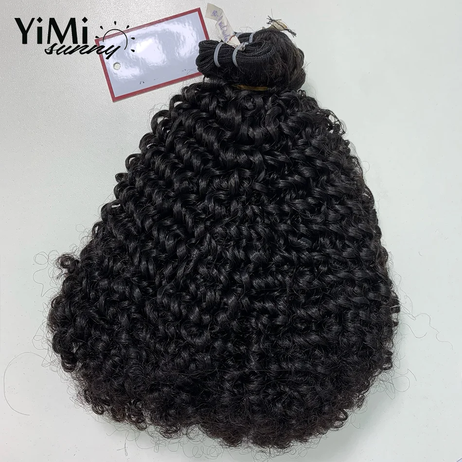 Yimisunny-Cabello humano virgen Remy malayo de rizo profundo 100% sin procesar, tejido de cabello humano malayo, paquete de 4 paquetes, extensión de rizo, trama de cabeza completa, venta al por mayor