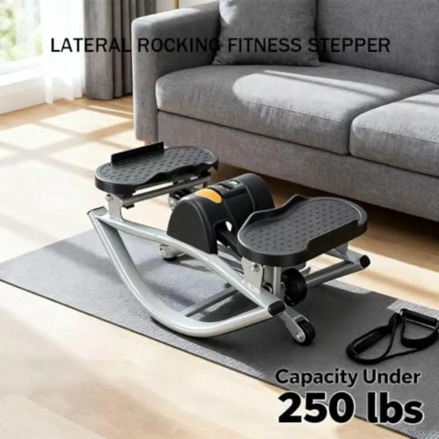 جهاز تمرين منزلي هزاز جانبي للياقة البدنية، جهاز هزاز محمول مدمج من الجانب إلى جنب مع شاشة LCD وشريط مقاومة