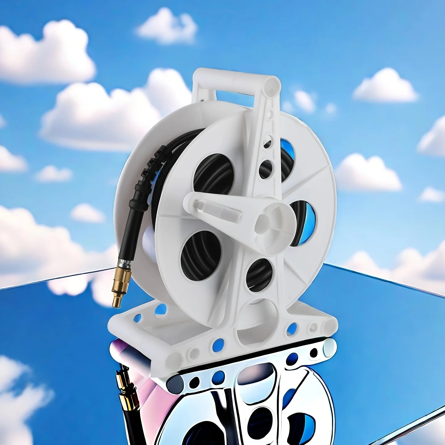 Cord Storage Reel W/Stand, Holiday, Rope, Hose Reel Storage and Light Wire, Heavy Duty Plastic
