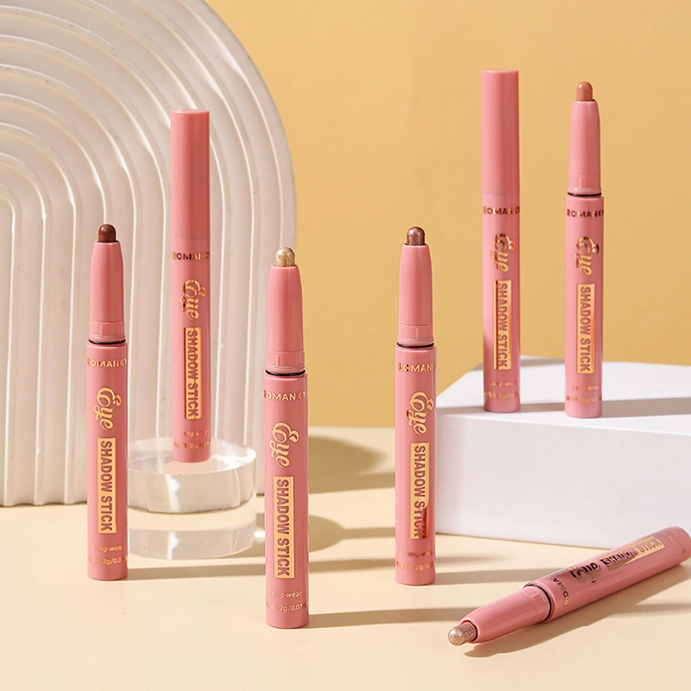 マット効果アイシャドウスティックセット,長持ち,多目的,光沢,金属,シャマー,強調表示,6個