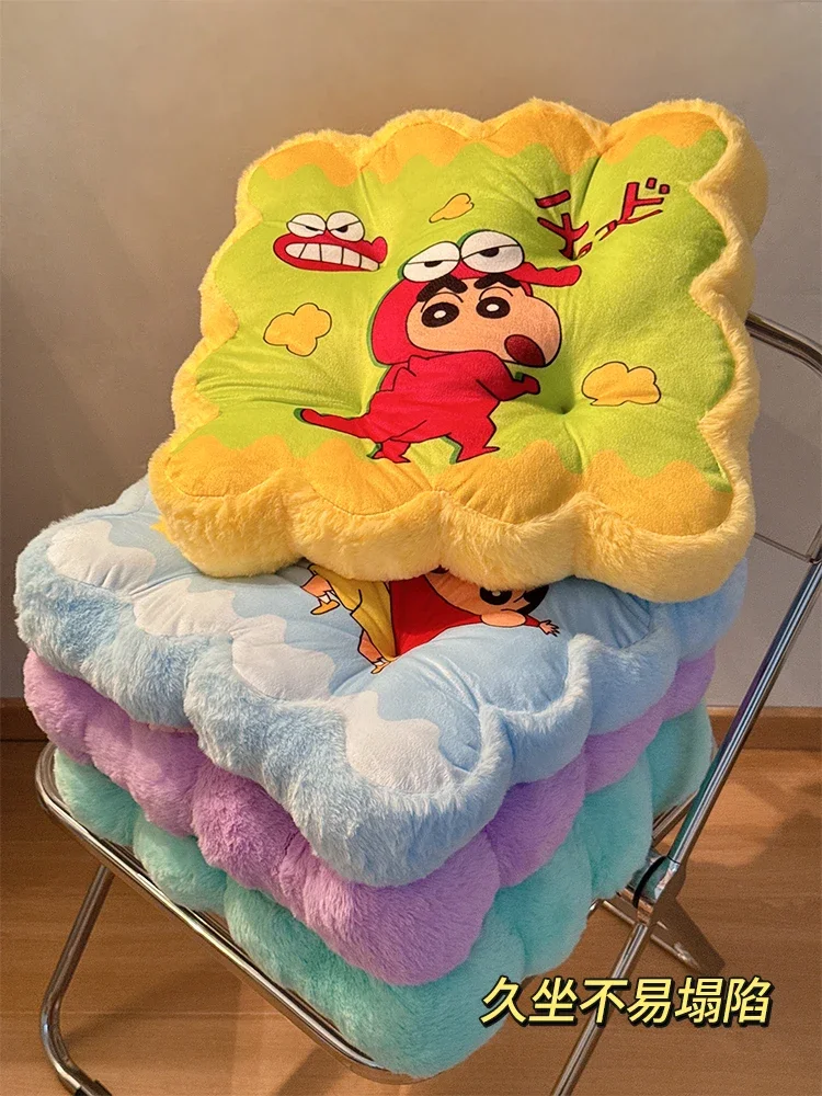 Gruby Poduszka na Siedzenie Crayon Shin Chan, Pluszowa Podkładka na Krzesło z Motywem Anime, Wygodna Miękka Dekoracja Domu, Poduszka na Krzesło dla Dziewczynki