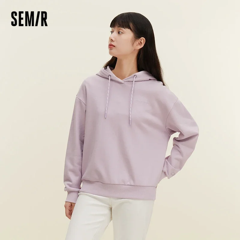 Semir Women Sweatshirt Loose Hoodie Letter Top Temperament Sweet 2023 Spring Simple Printed Bottom Hoodie Gentle And Versatile