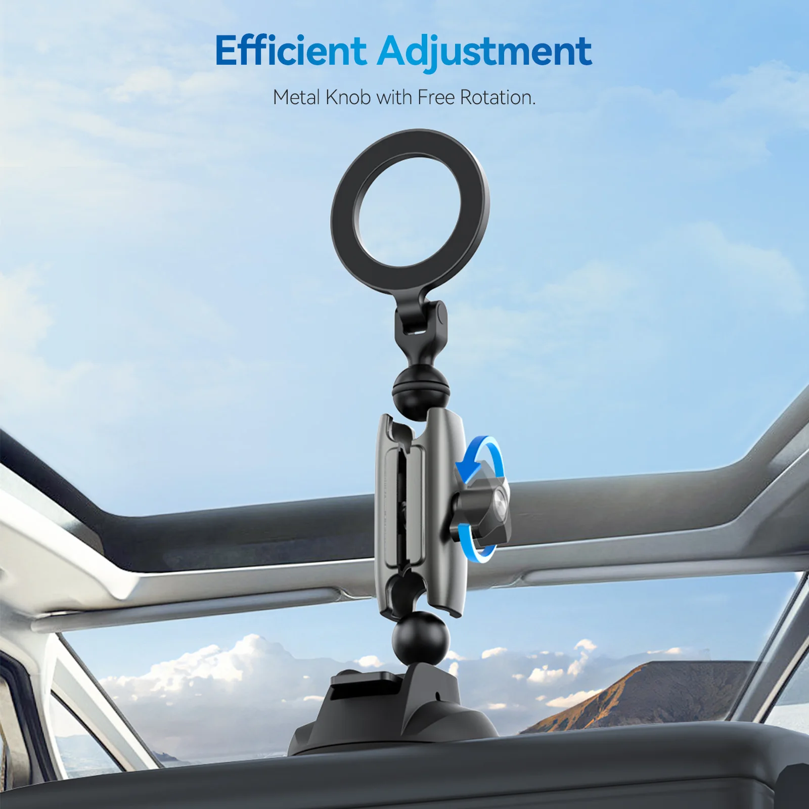 TELESIN Magnetic Car Phone Holder Suction Cup 360° Adjustable Car Mount Stand For Mobile Phone Iphone HUAWEI SAMSUNG XIAOMI