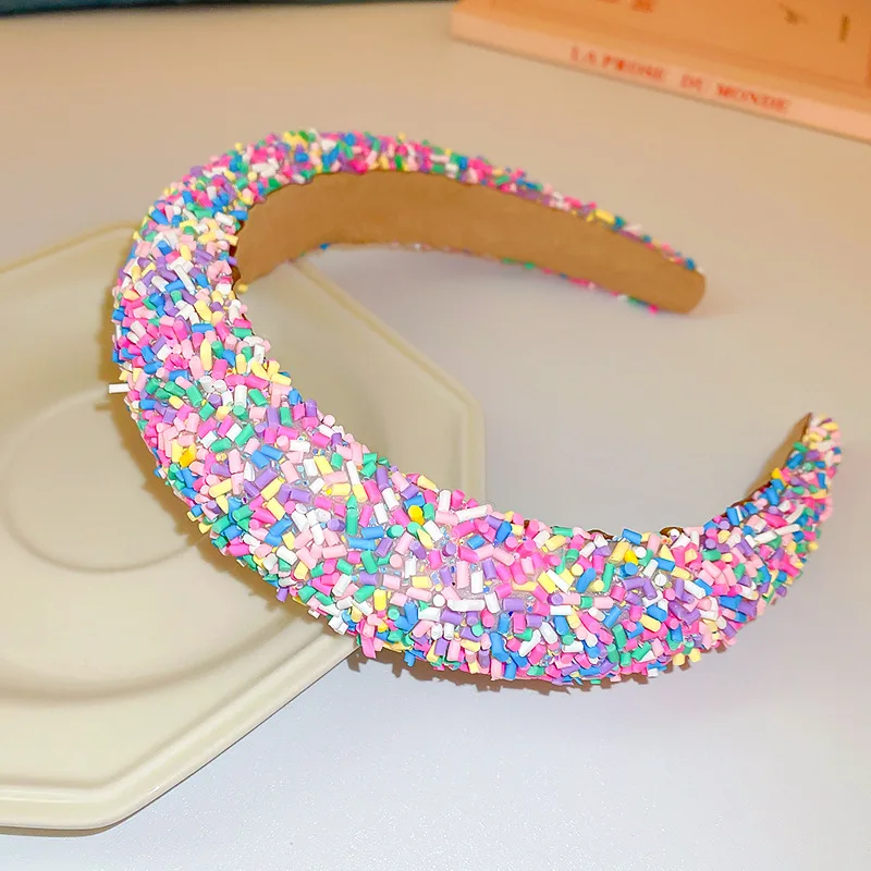 Colorful Candy Acrylic Headbands For Women Sweet Girl Birthday Gift Rainbow Candy Cream Color Hairbands Birthday Cake Headwears