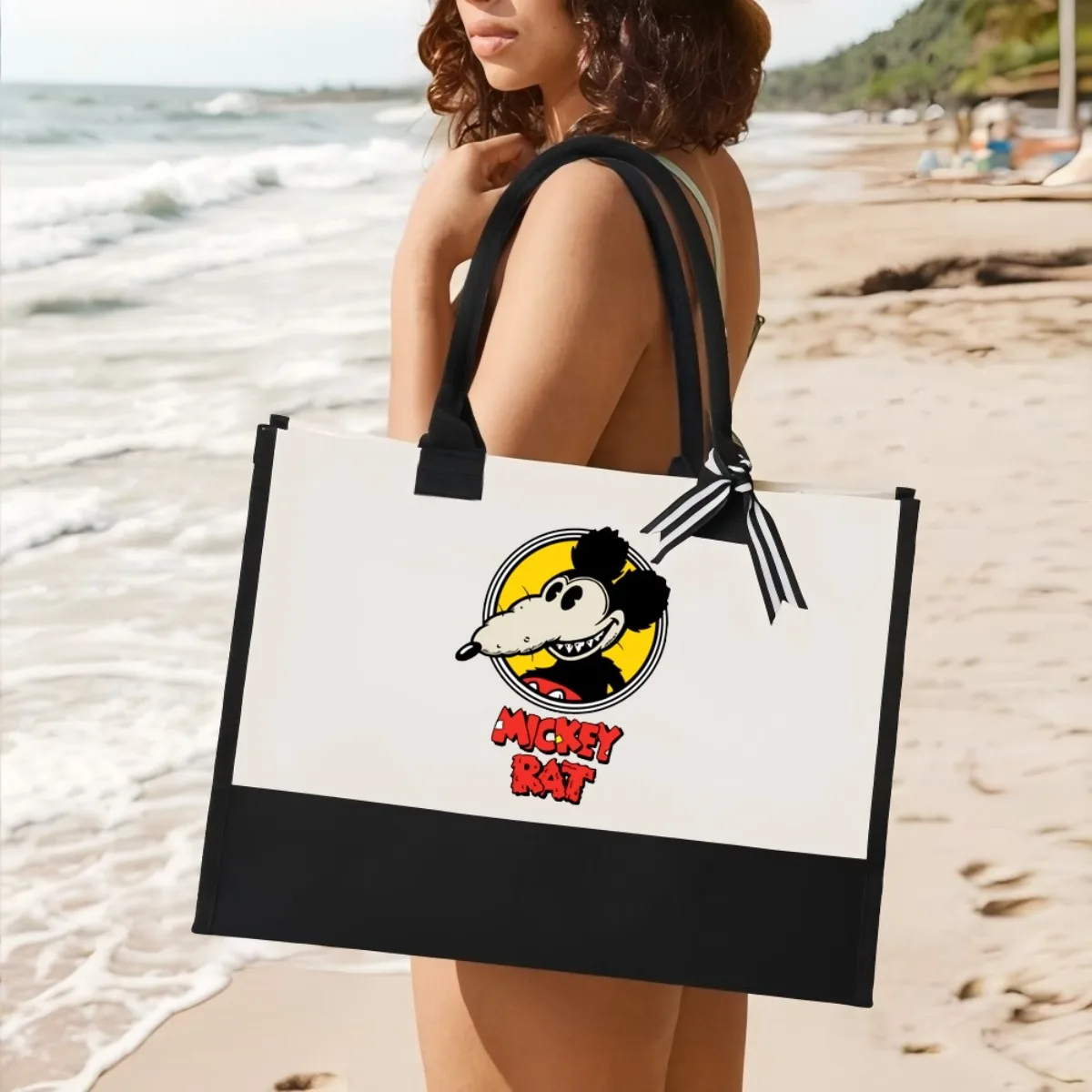 الفئران 2026 جديد وصول موضة عملية واسعة قابلة لإعادة الاستخدام حمل حقيبة نمط طباعة 2 لهجة الثقيلة حقيبة كتف كبيرة ل #1