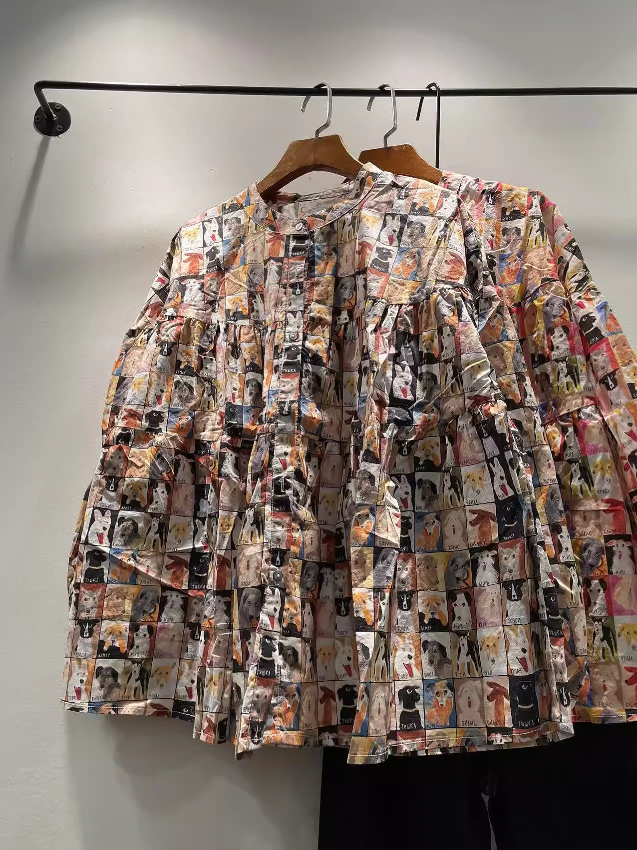 

Топы большого размера Bust 126 см в стиле Харадзюку, модные рубашки и блузки с принтом щенков и животных для женщин, топы с длинными рукавами из чистого хлопка