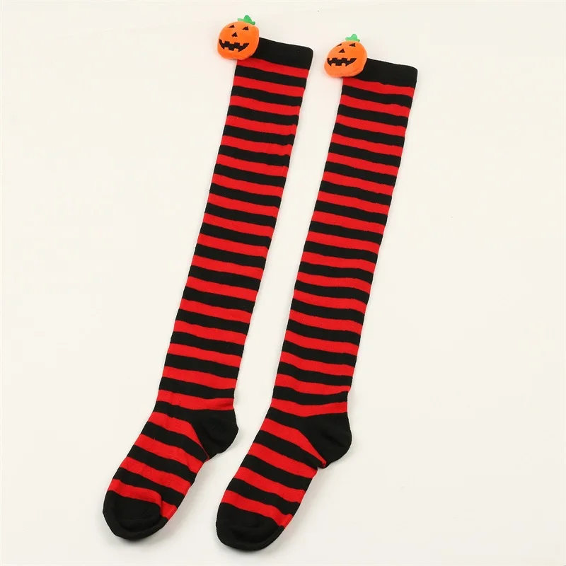 Frauen Halloween Oberschenkel hohe Socken klassische gestreifte Strümpfe Beinlinge über den Knies trümpfen Kostüm zubehör