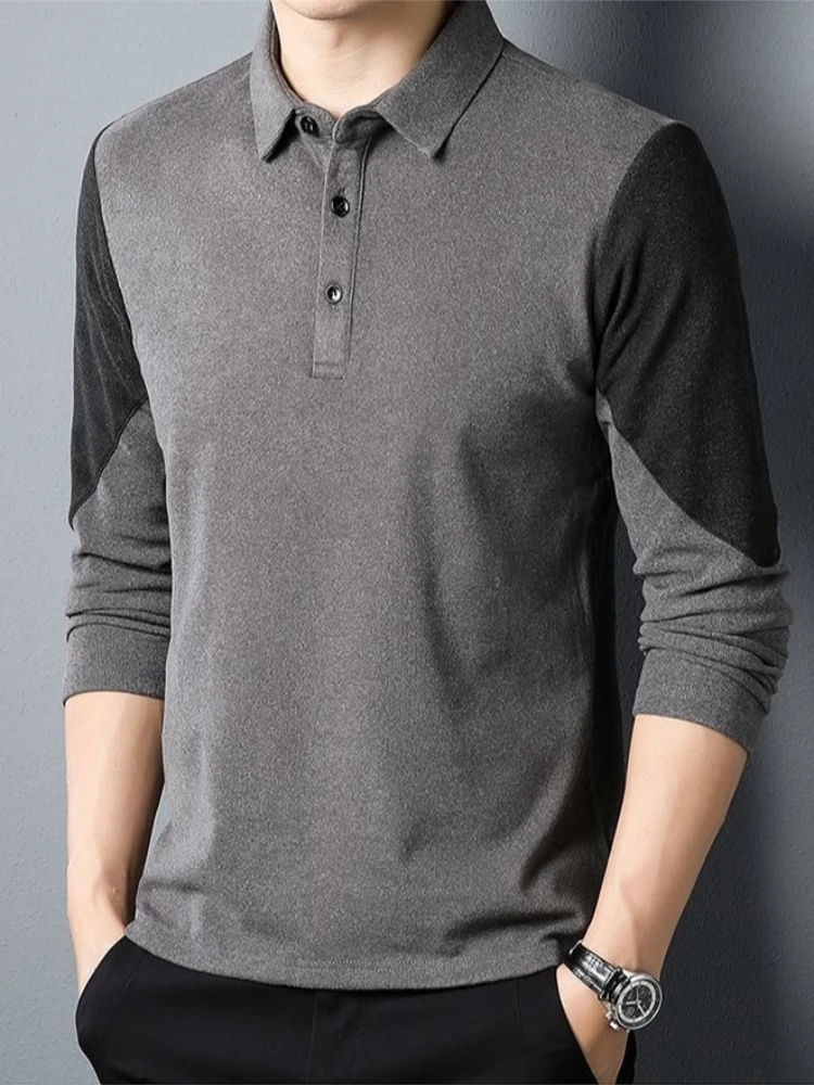 

Men’s Double Sided Fleece Long Sleeve Polo T-Shirt Lightweight Comfort Fit for Spring Autumn Daily Wear​