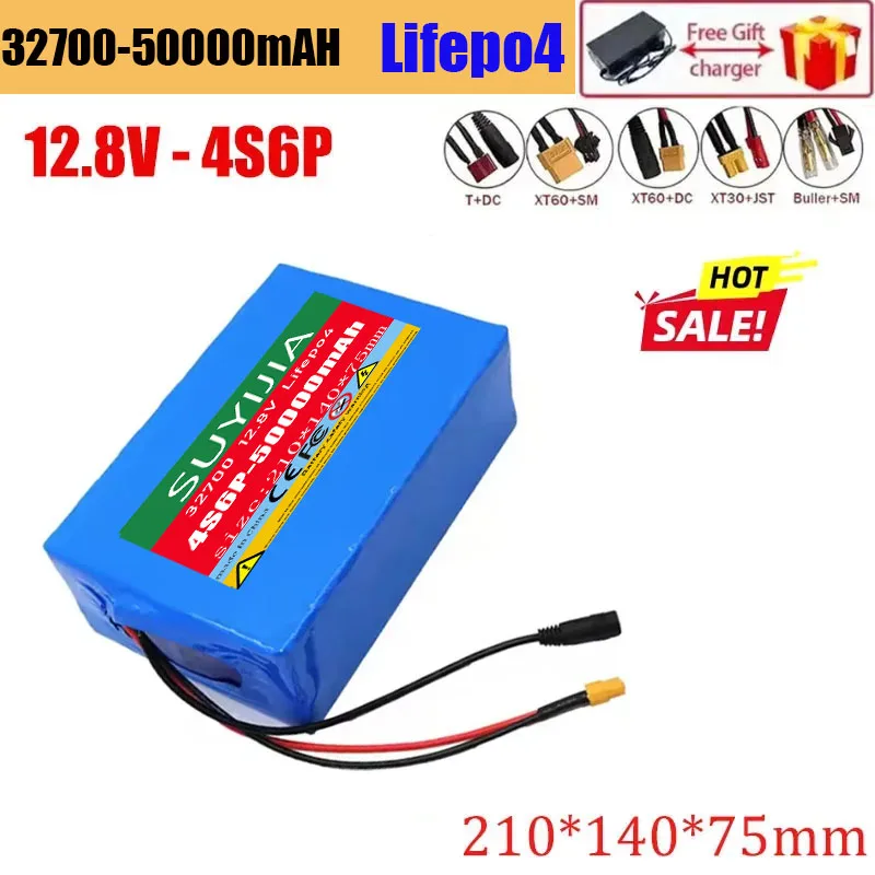 

12.8V 32700 50Ah 4S6P Lifepo4 Battery Pack Built-in Backup Battery BMS 40A Balance Board 12V Boat Electric Power Supply
