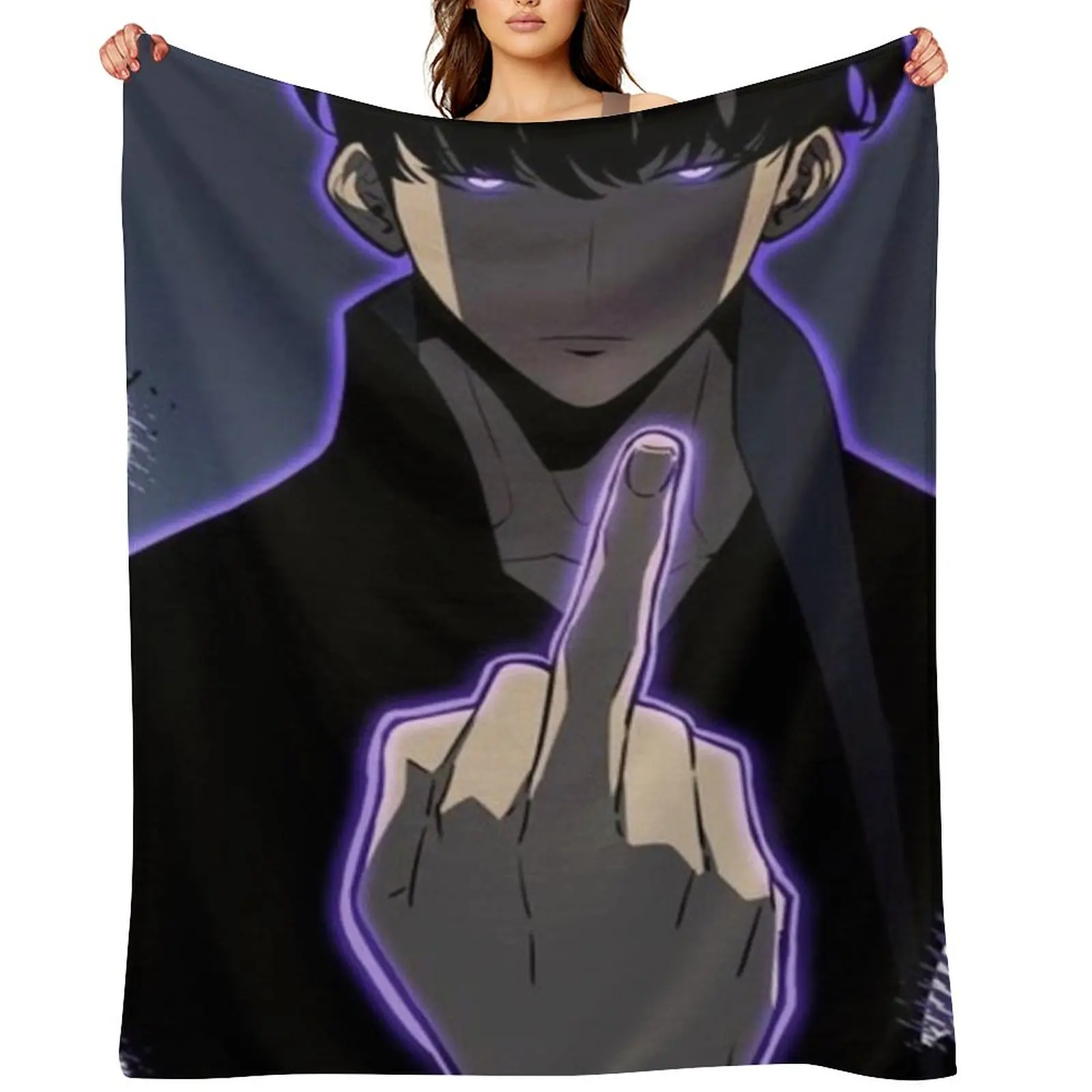 

Sung Jin Woo Middle Finger Throw Blanket Luxury Thicken Nap warm winter Designers Blankets
