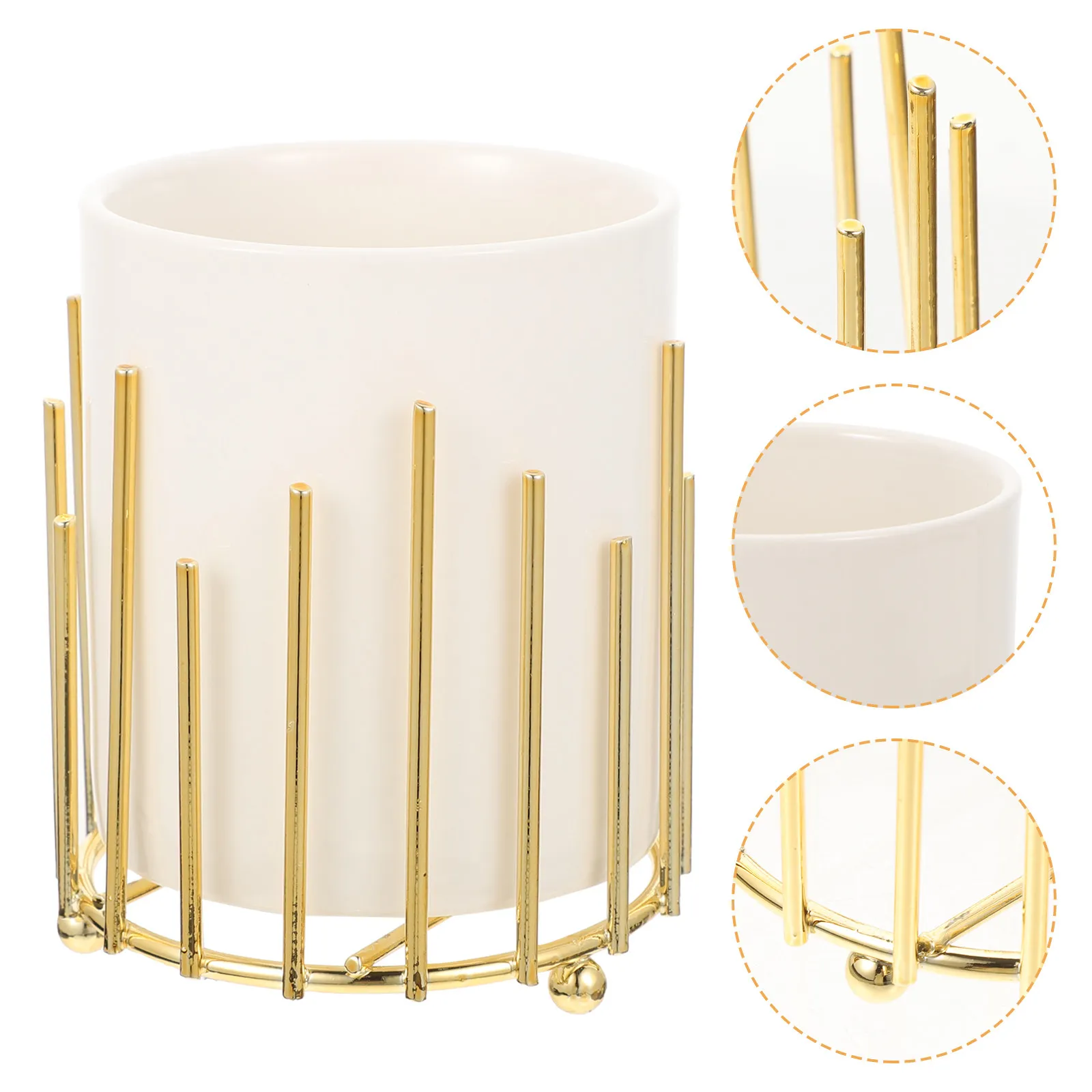 Iron Pen Holder Sturdy Desktop Organizer Makeup Brush Holder Multipurpose Storage Container for Pens Cosmetics Office