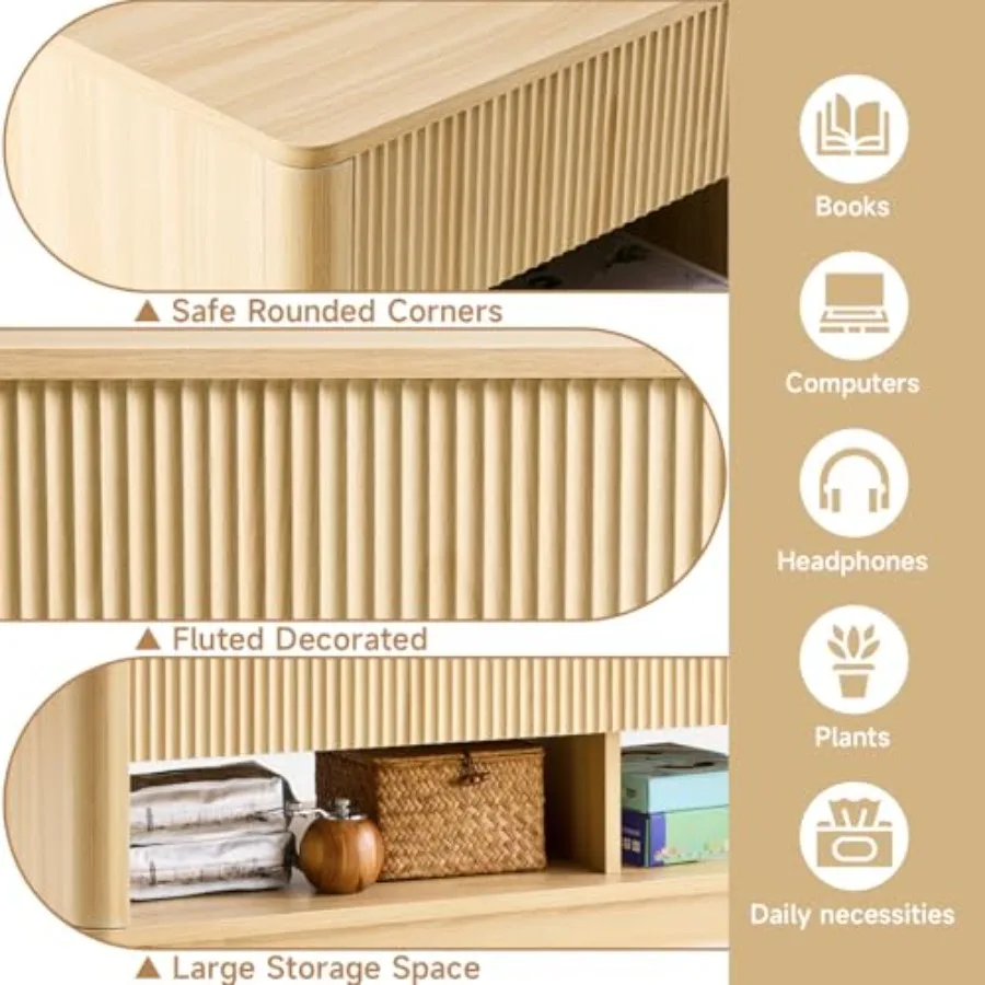 Farmhouse Lift Top Coffee Table Mid Century Modern Coffee Table with Hidden Storage Compartment Fluted Rising Pull up Wood Mode