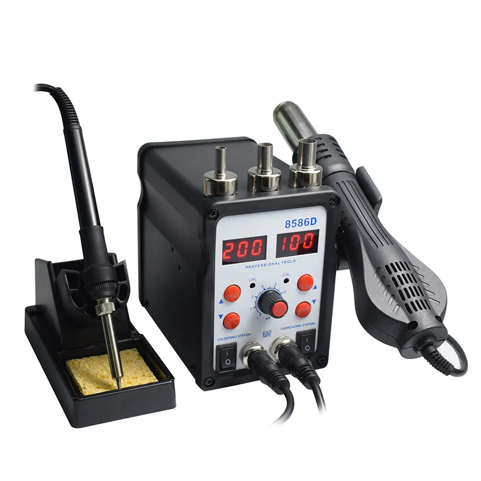 8586D Double digital display electric welding station hot air gun electric soldering iron