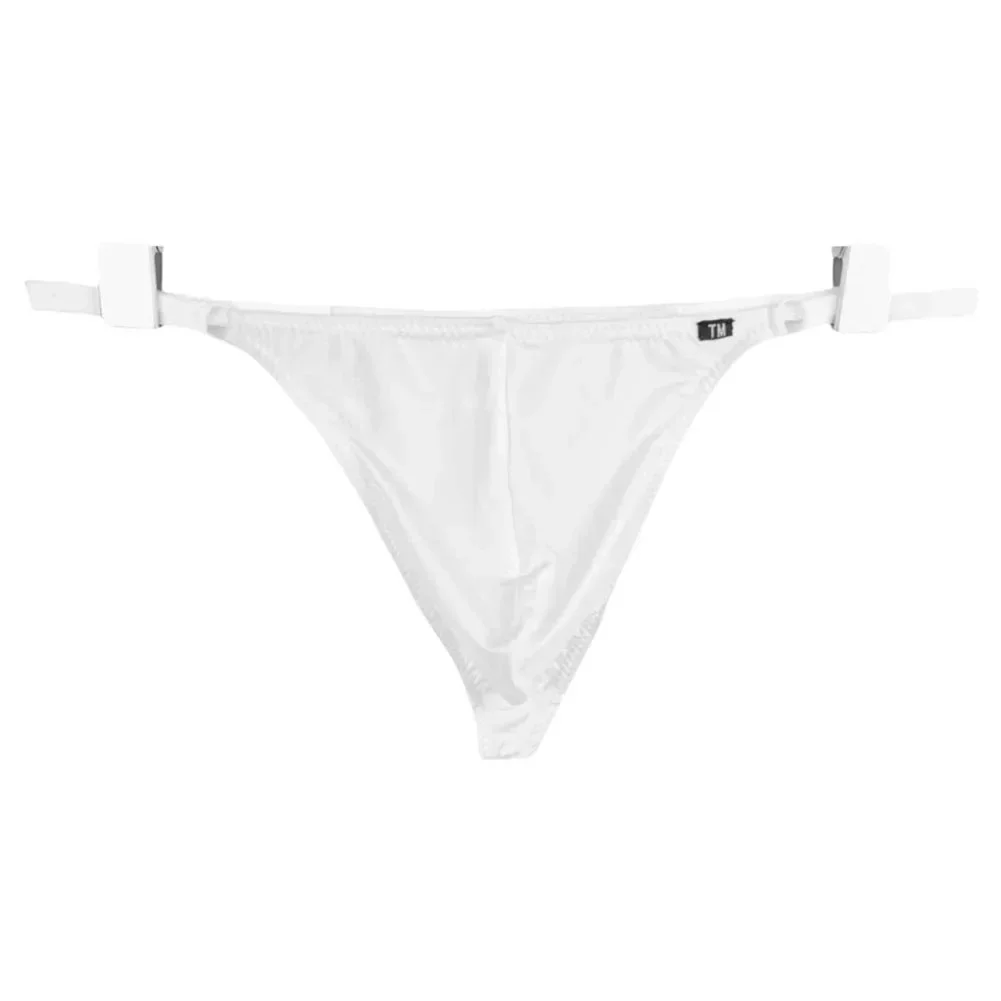 لجميع المواسم بيكيني ملابس داخلية منخفضة الخصر للرجال سراويل داخلية من الحرير الجليدي الأسود للرجال تصميم ثونغ بطول منتظم #2