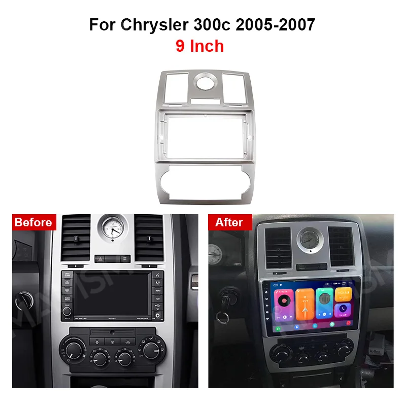MAMSM For CHRYSLER 300C 2005-2007 9 Inch Android Car Radio Frame Fascia Trim Bezel Auto Stereo Panel Canbus Cable Harness Kit