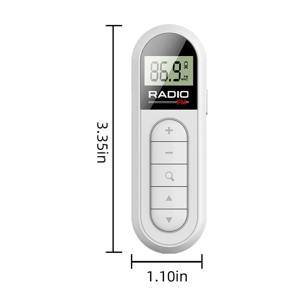 

FM Radio Backlight LCD Display Mini Pocket Clip Radio with 3.5mm Headphones Personal Walkman Radio for Walk Jogging Camping