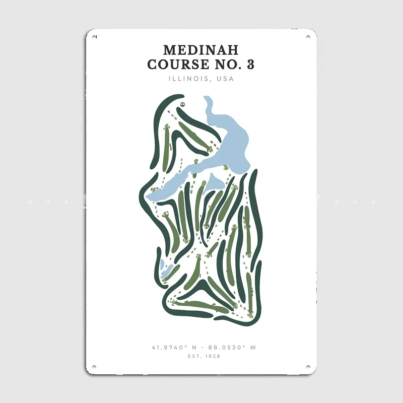 Medinah Country Club Course No. 3 Map Poster Metal Posters Living Sign Indoor Outdoor Room Decoration Home Decor Wall Decor