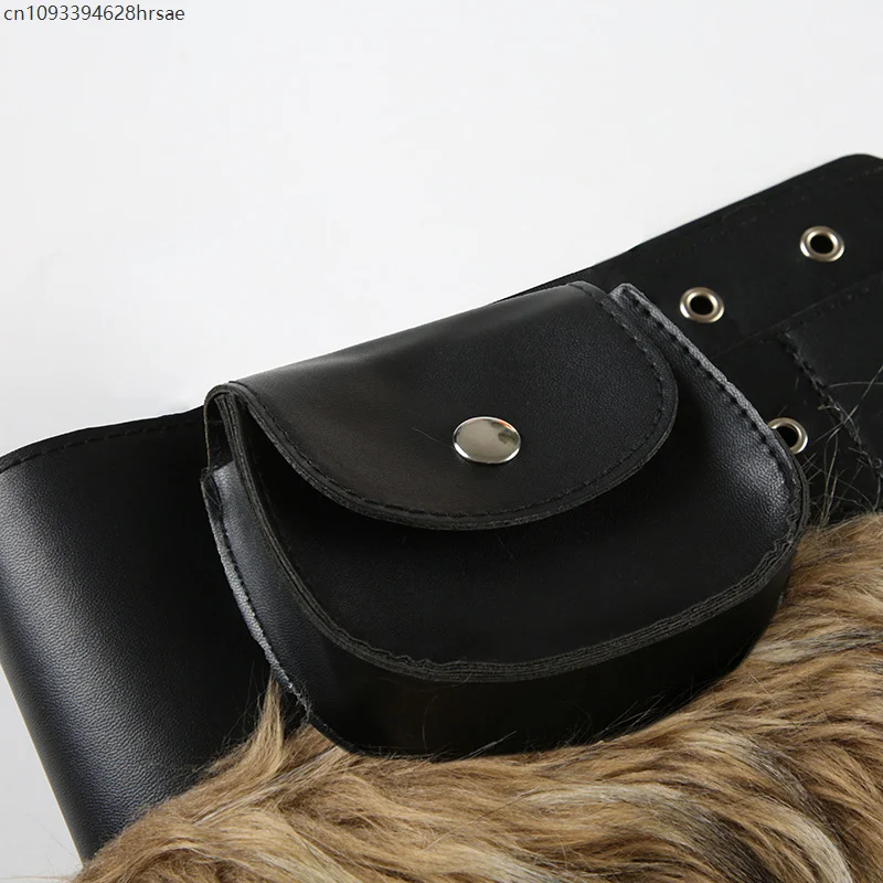 Modny, elegancki pasek ze sztucznego futra Y2k damski styl high street, modny futrzany pasek uniwersalny do jeansów, spodni, sukienek, akcesoria dekoracyjne.