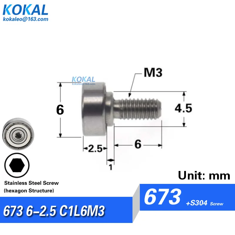 M3 high quality screw bearing M3 MINISIZE ball bearing with SUS304 stailesss steel screw nonstand screw wheel bearing pulley