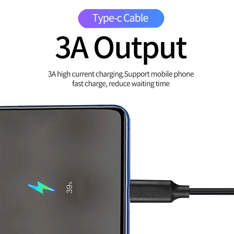 Type c Data Cable USB 3.1 Mobile Phone Fast Charging USB A To USB C Charger Cord Black Wire 0.15m 0.2m 0.3m 0.5m 1m 1.5m 2m 3m