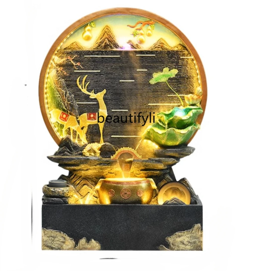 

Круглая водяная занавеска, настенный водяной фонтан, Rockery Lucky Fengshui, экран колеса для балкона, напольные украшения, украшение