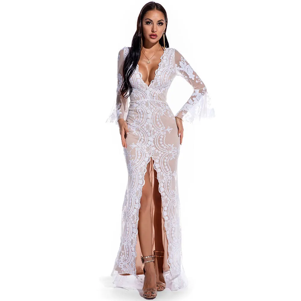 Robe de Rhstandard à paillettes pour femmes, col en V sexy, drag queen