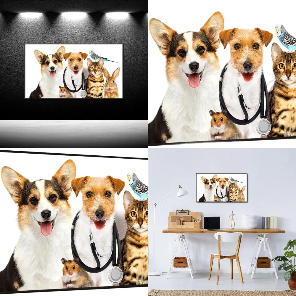 

Художественный принт Giclee в рамке — современный настенный декор с животными для домашних животных, 20x36
