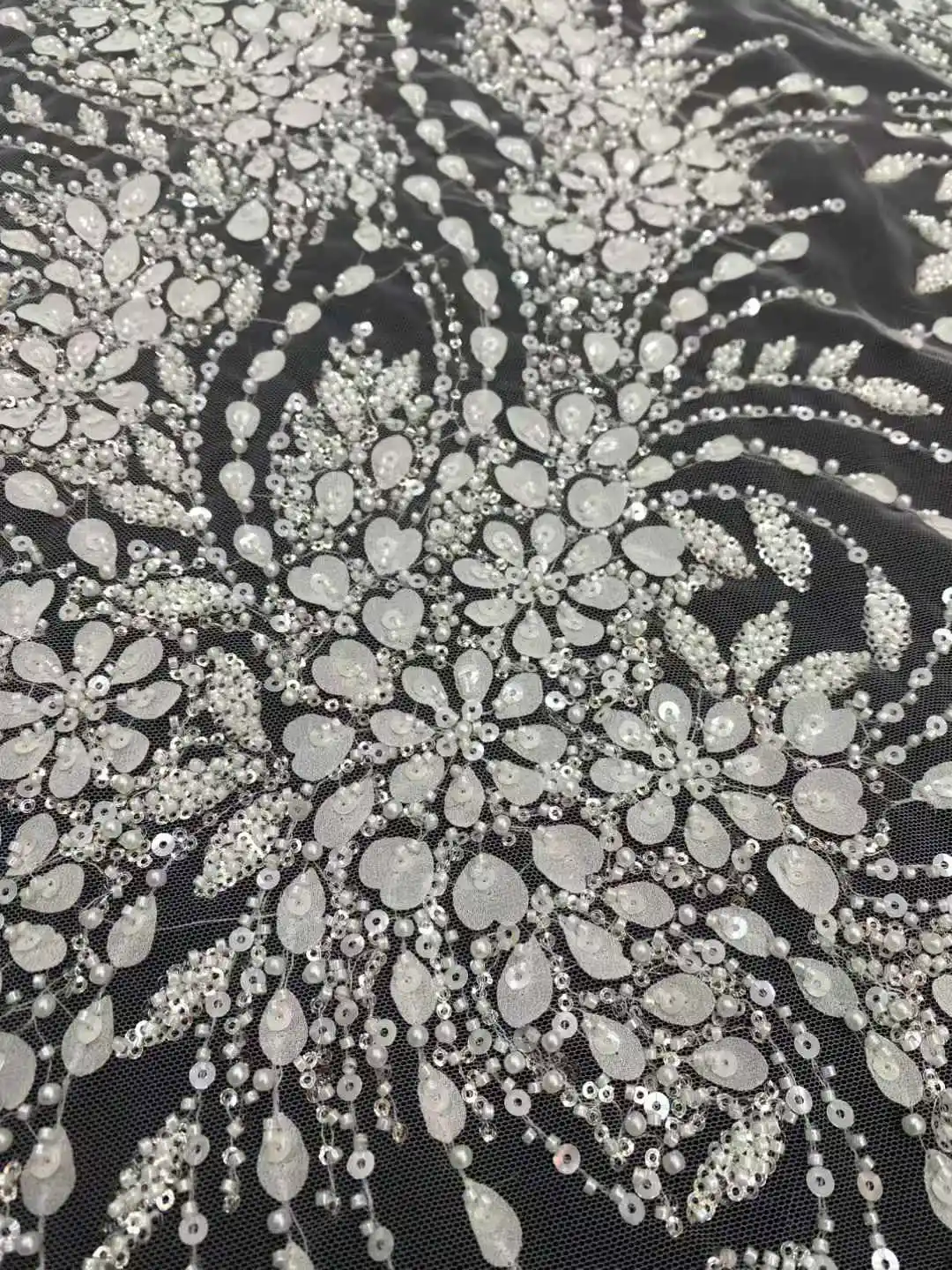 New.Beaded lace,2025 Beads ,3D decal Embroidery French Tulle Net, African Beaded Lace For Weddings, Evening Dress, Party,