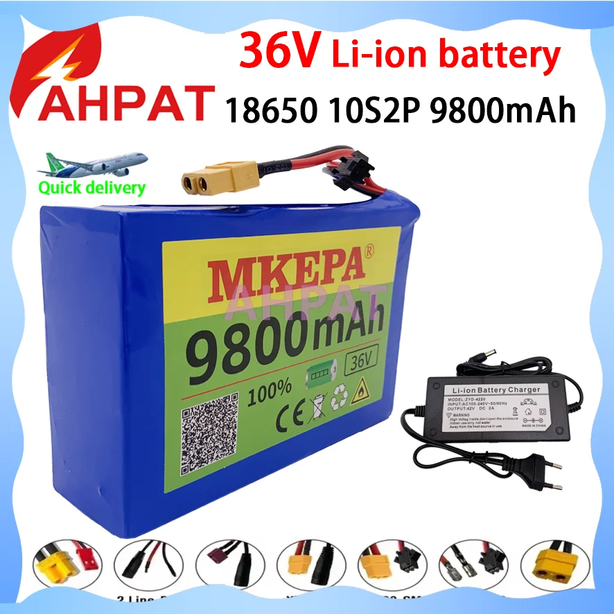 

AHPAT Air Transport 36 В 9,8 Ач Аккумулятор 10S2P 18650 Литиевый аккумулятор 550 Вт 9800 мАч 42 В Автомобильный аккумулятор с BMS и зарядным устройством