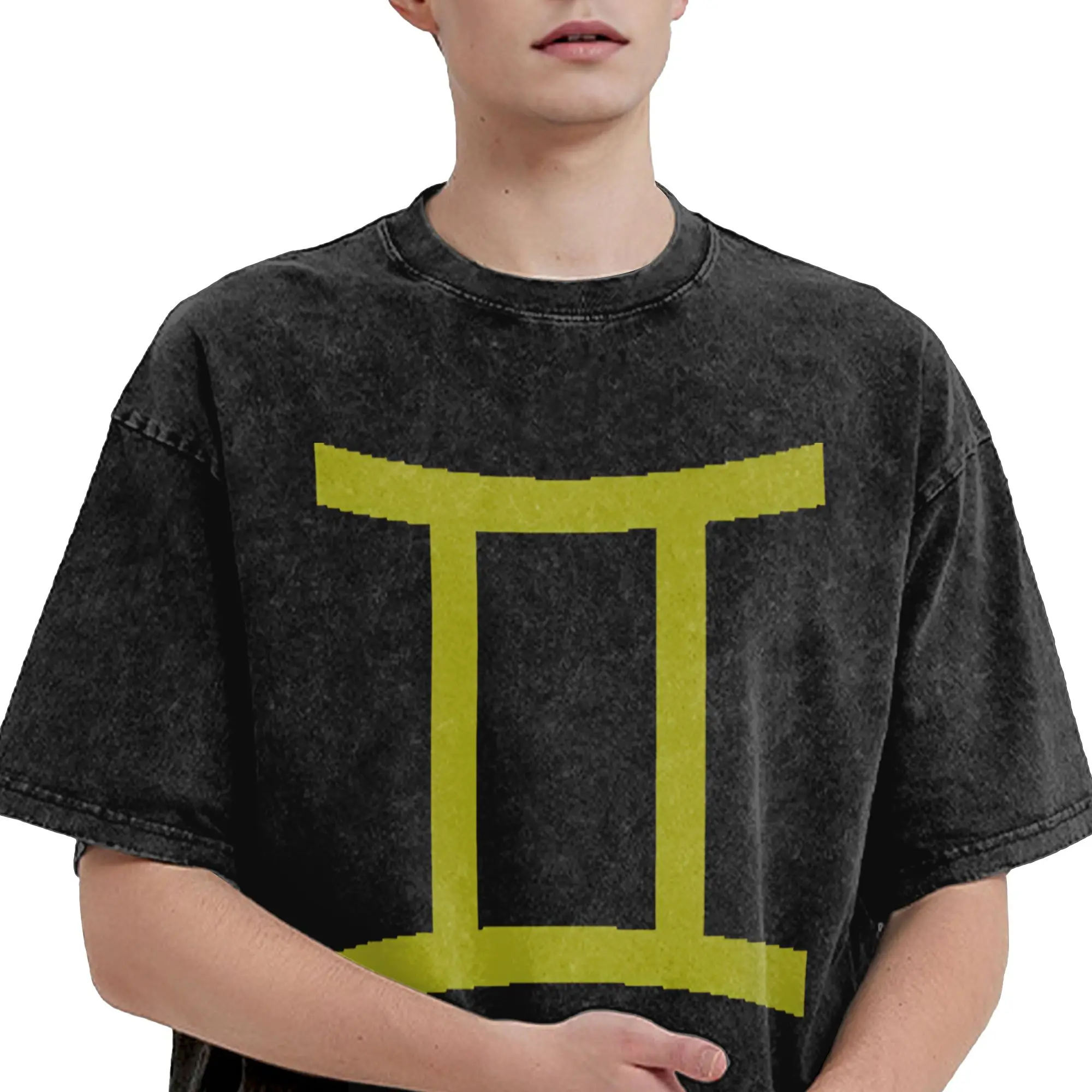 Harajuku Washed Shirt gemini gold sign mituna sollux captor Homestucks Outfit Retro T Shirt Oversize  Streetwear
