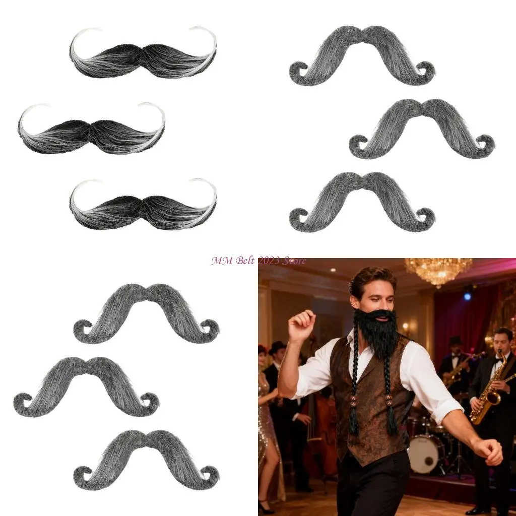 49ME 3pcs Plastic False Mustache Practical Halloween Party Props For Cosplay Costume Accessories And Themed Event