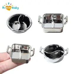 1:12 Dollhouse Miniature Metal Mini Pot Soup Pot Hot pot Doll House Kitchen Furnitures Cookware Pans Food Toys Decoration