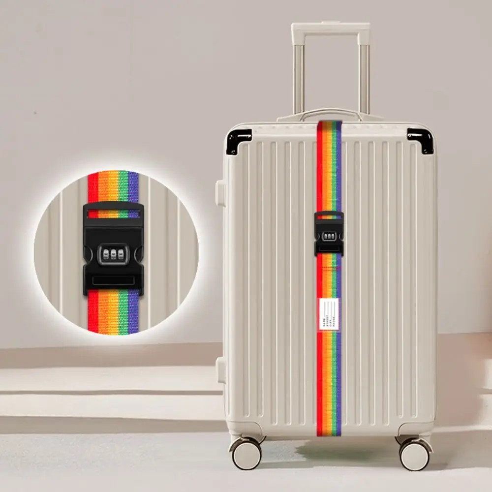 Password Lock Luggage Buckle Strap Anti-lost Rainbow Travel Suitcase Accessories Durable Name Sticker Packing Belt Luggage