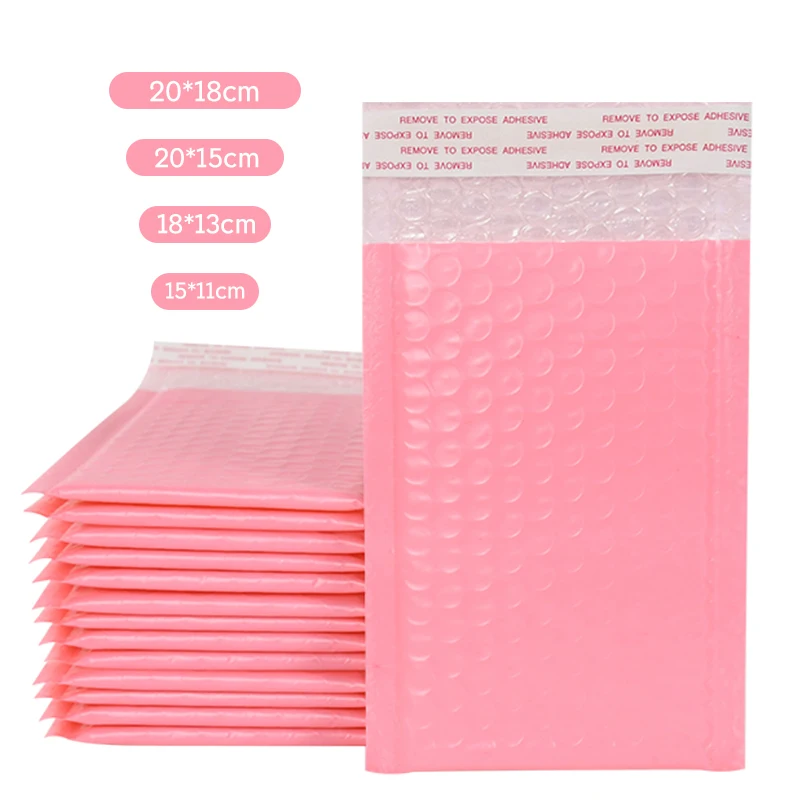 Sobres rosas autosellados con relleno para envío, suministros de embalaje, bolsas de correo impermeables, 10 Uds.