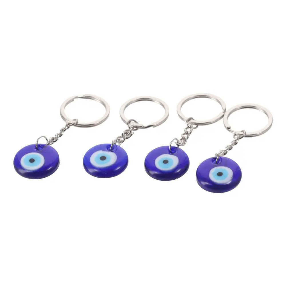 10pcs With Keyring Hanging Blue Evil Eye Glass Keychain Blue Pendant Size: Approx. 1 Inch in Diameter Keychain Charms Pendants