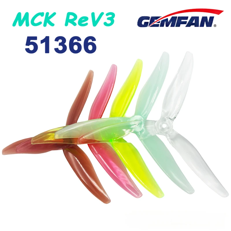 2Pairs Gemfan 51366 5inch 3 Blade/Tri-Blade Propeller Props Brushless motor For FPV Racing Drone 5 Colors