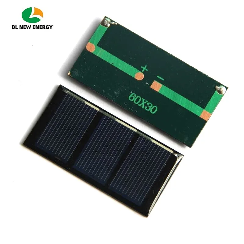 Hot Sale 0.2W Mini Solar Panels 1.5V Solar Cell Module Epoxy Solar Plate for DIY Solar Light Small Solar Projects 60*30MM 100PCS