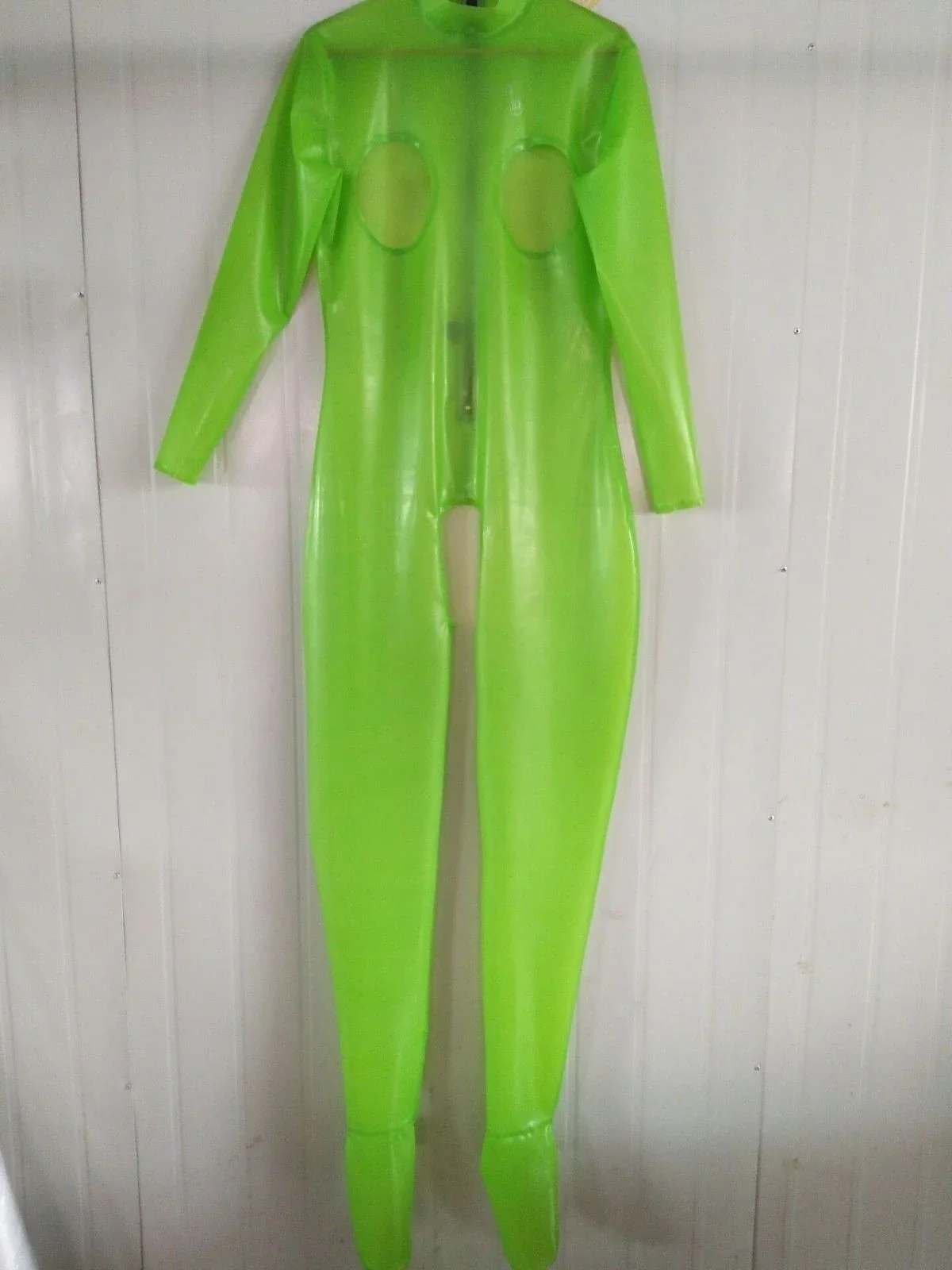 fetishism New Trendy 100% Latex Rubber Lady's Apple Green Sexy Bodysuit Suit XS-XXL