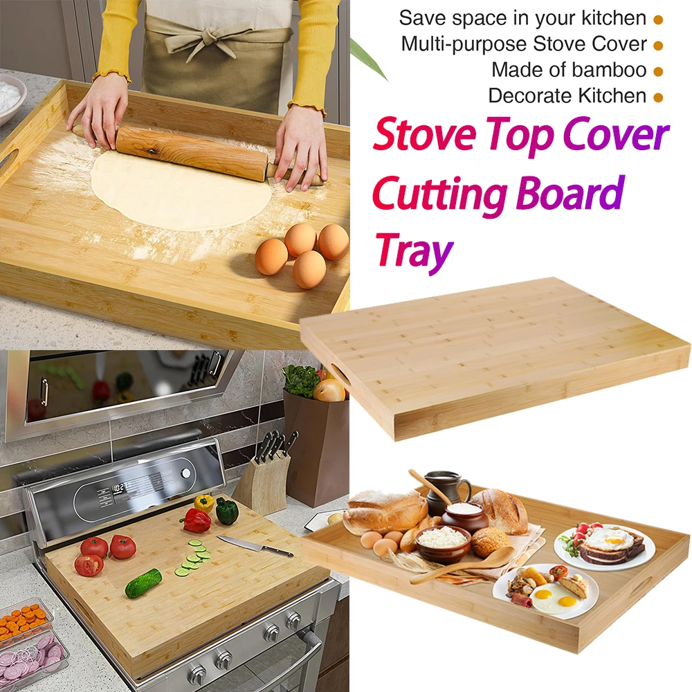 

Bamboo Sink Cover RV Stove Top Cover Multi-Purpose Counter Space Top Covers Space-Saving Stove Top Cutting Board for Gas Burners