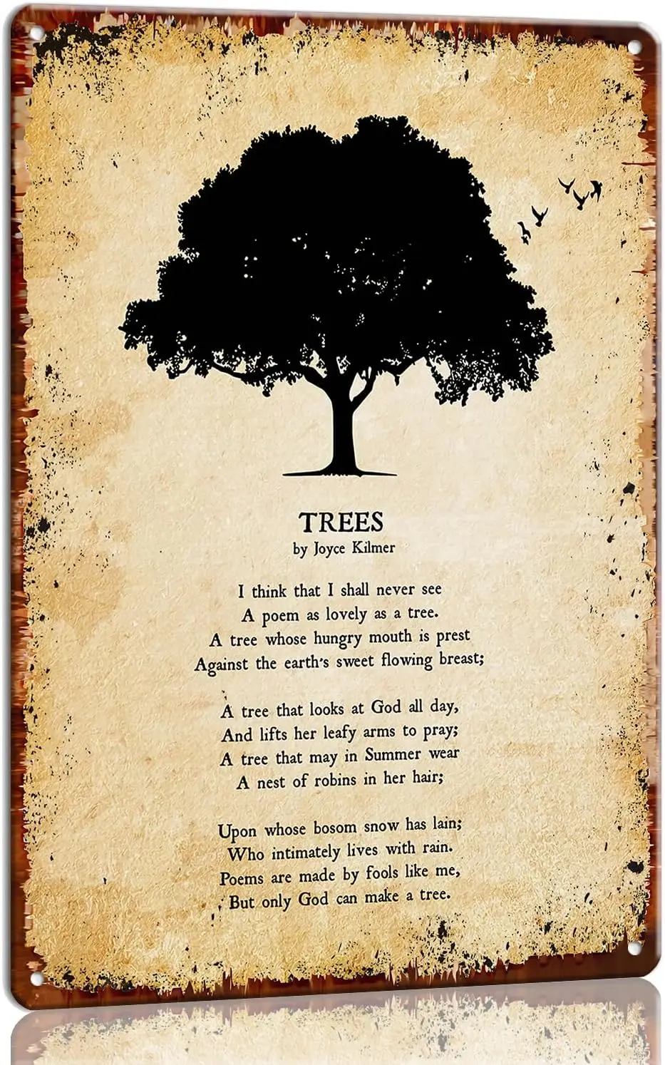 Affiche murale en métal « Poème des arbres » 8x12 po – Citations inspirantes, poétrie murale pour chambre, bureau, décoration intérieure