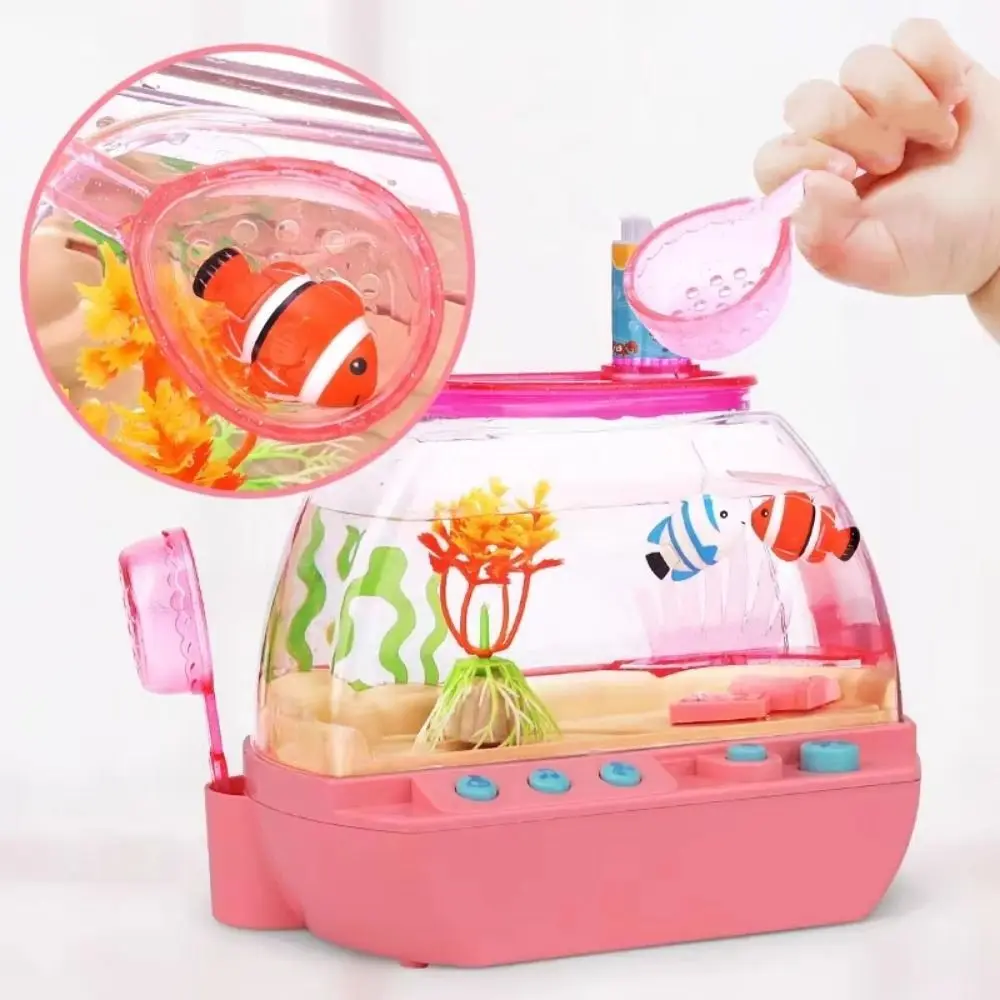 

Artificial Fish Tank Mini with Light with Music Ocean Interactive Play House Toys Fish Tank Decoration For Home Education Toys