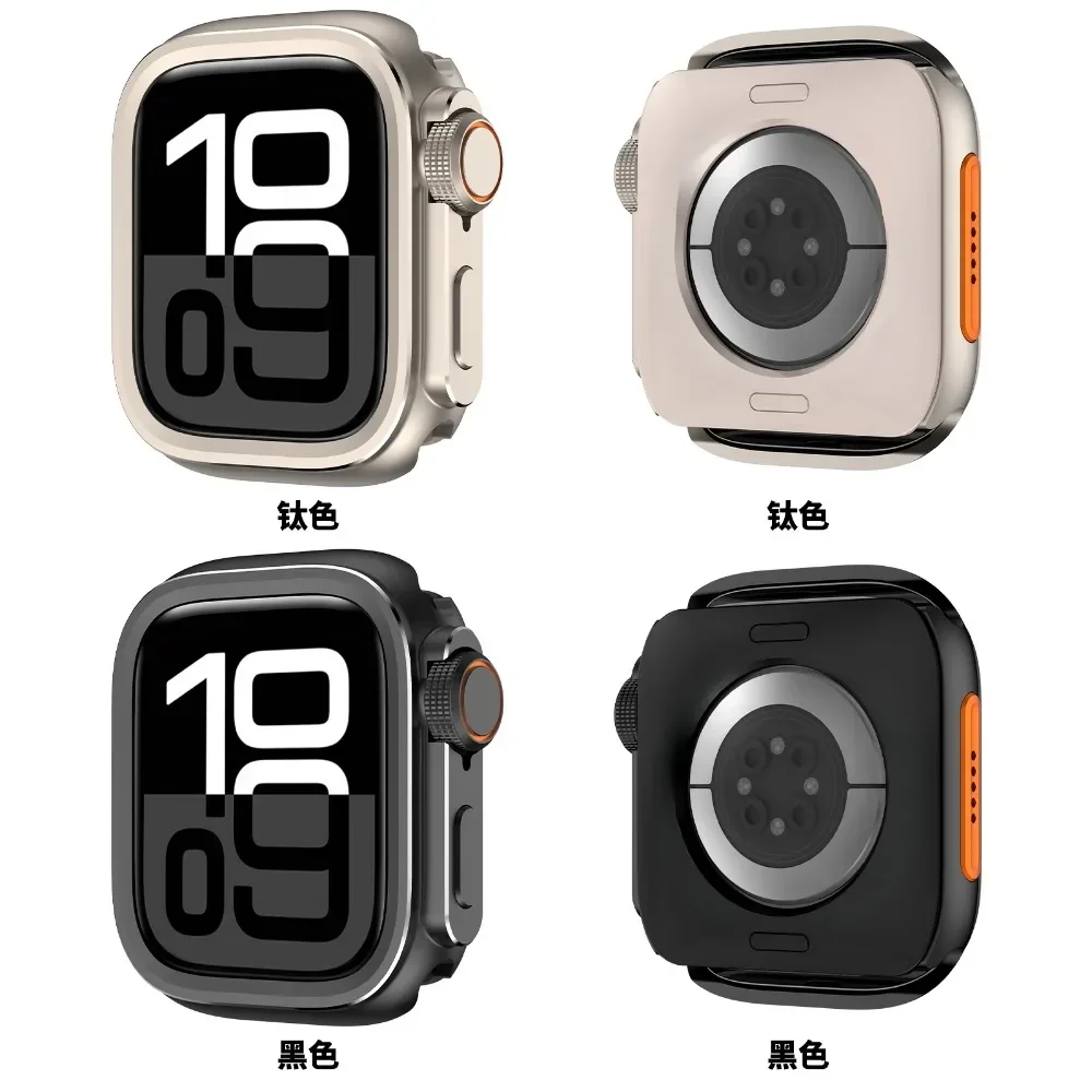 Metal bumper case voor Apple Watch Series 11 10 46mm 9 8 7 6 SE3 45mm 44mm Titanium Kleur Beschermframe voor IWatch Ultra 3 49mm