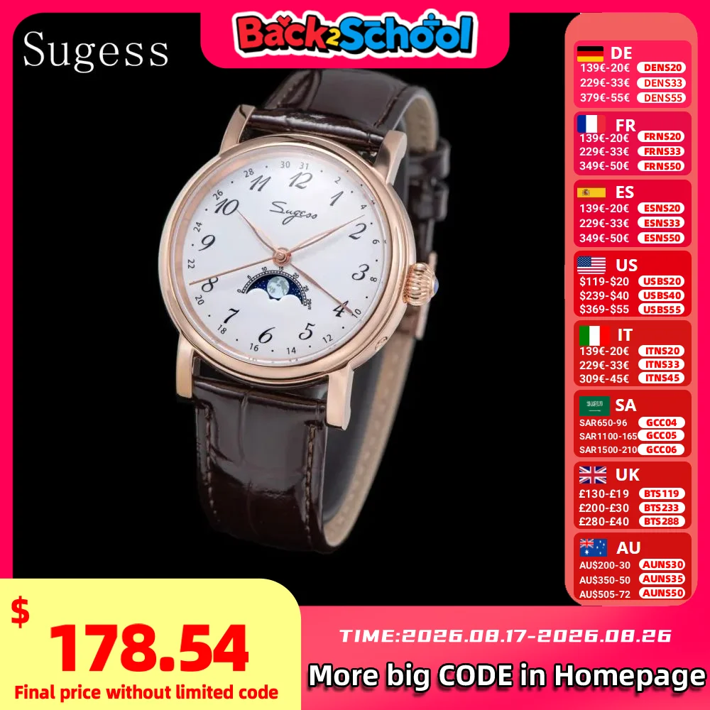 Moonphase Complication Watch - Sugess Men Watches Tianjin ST2108 Automatic