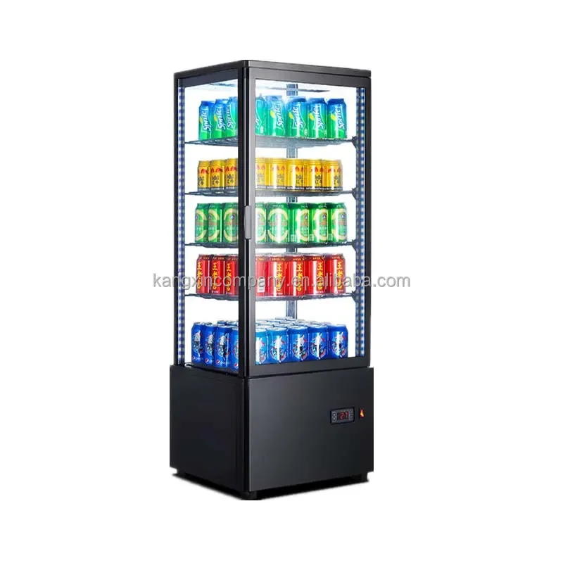 High Quality Upright Vertical Cooler 4 Side Glass Display Cake Chiller