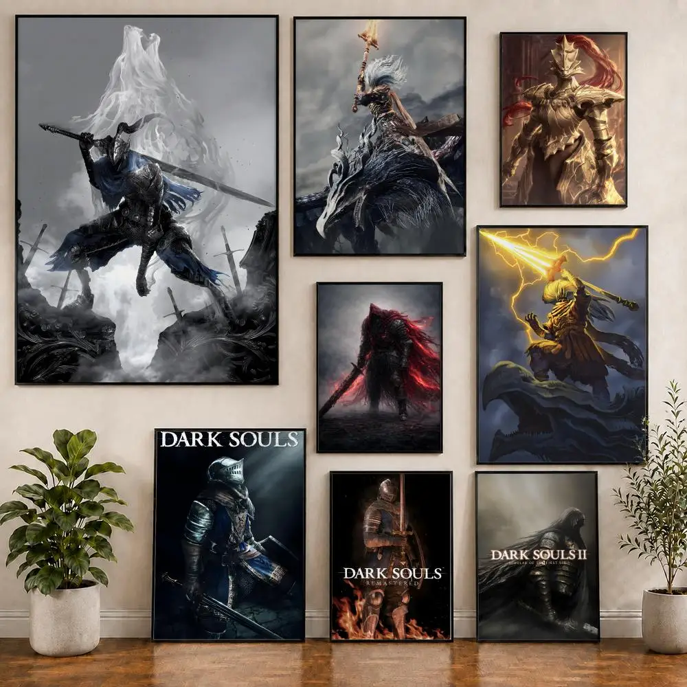Game D-DARK S-SOULS Undead Knight Poster, PVC, HD, zum Abziehen und Aufkleben, modernes Poster, für Zuhause, Büro, Wohnzimmer, Esszimmer, Wanddekoration