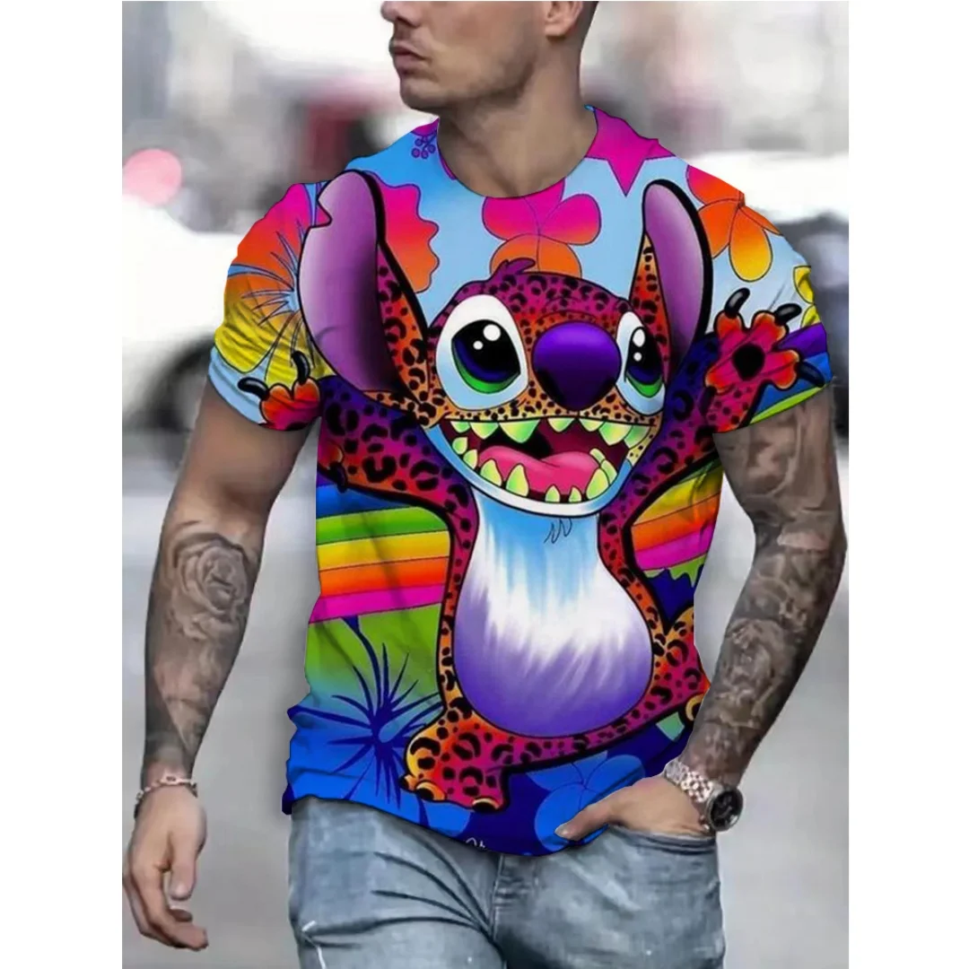 Футболки с героями мультфильмов Диснея, Лило Стич, каваи, аниме, уличная одежда с 3D принтом, мужская и женская модная футболка большого размера, футболки, топы