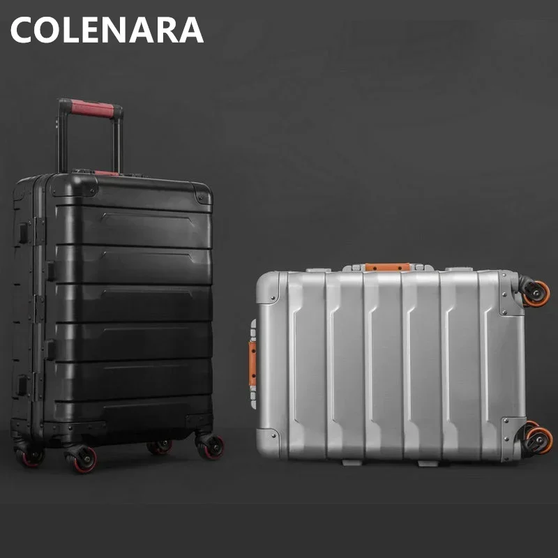 COLENARA-maleta de aleación de aluminio y magnesio de alta calidad, maleta con ruedas, equipaje rodante, 20 ", 24"