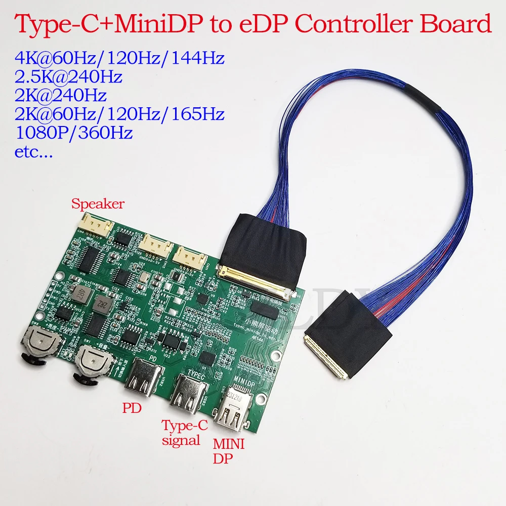 Type-c DP to eDP LCD Controller Board 2K 4K eDP Laptop Screen DIY Portable Display HDR ONE LINE 120HZ/144hz/165HZ/240hz/360hz