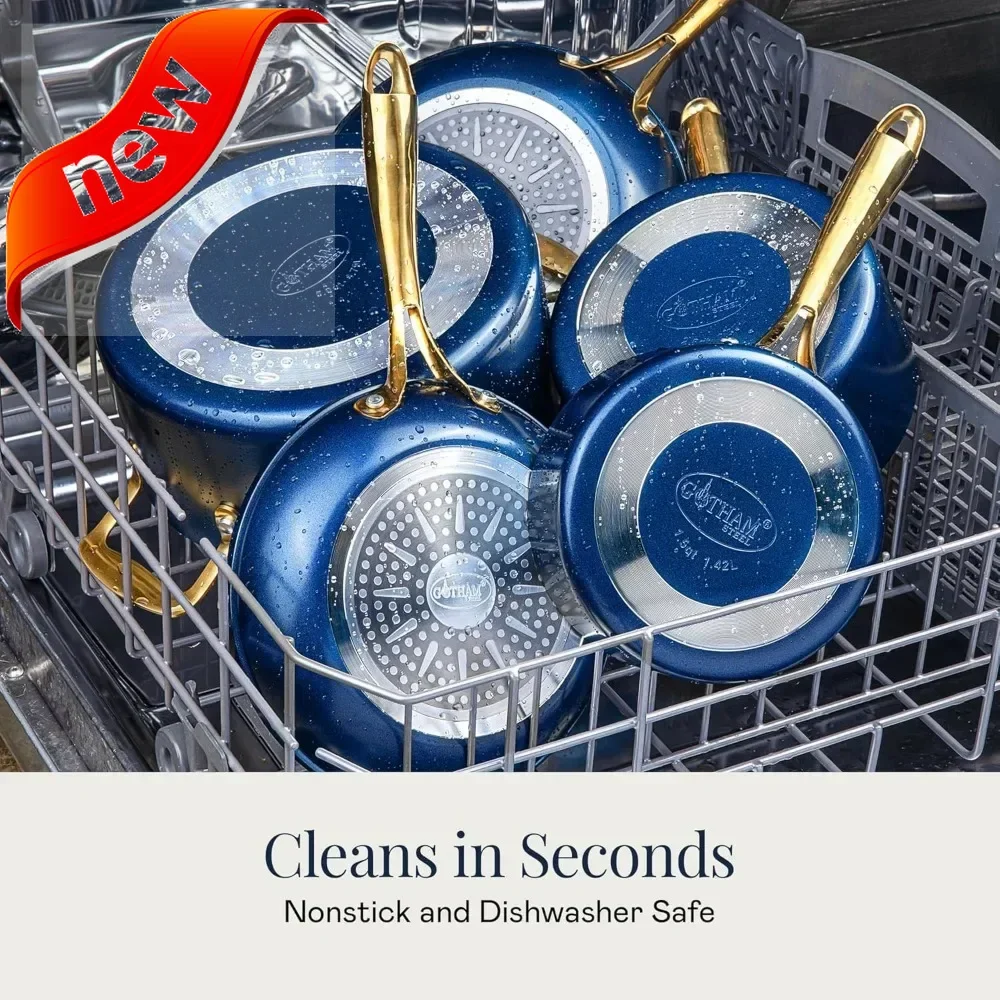 

New style Gotham Steel 15 Pc Ceramic Cookware Set Nonstick, Ceramic Pots and Pans Set Non Stick with Steamer & Cooking Utensils