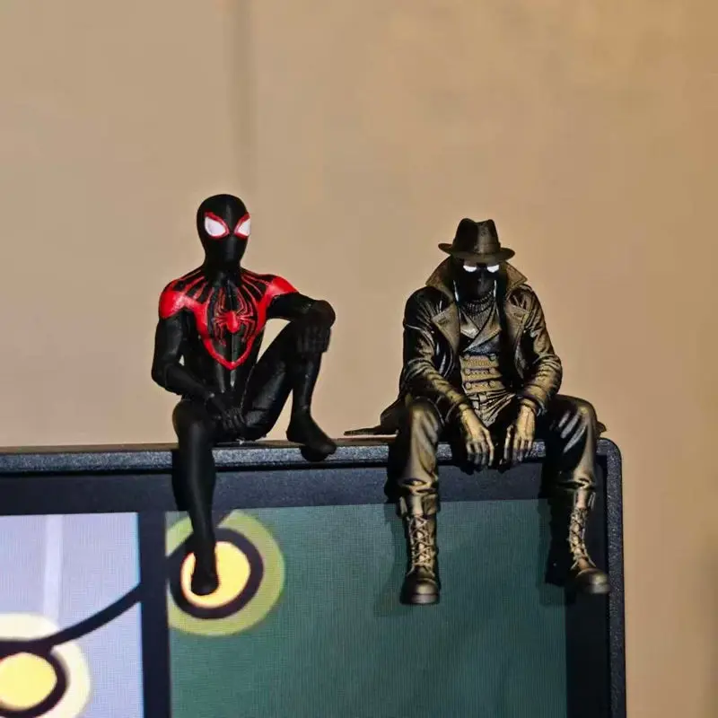 Spider Man Venom Batman Sitting Posture Anime Figure Statue Statue Collection Model Toy Car Desktop Ornament Collect Toy Gift